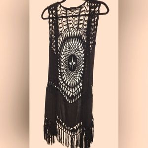 Black Crochet vest, super cute, Fall Ready, size medium